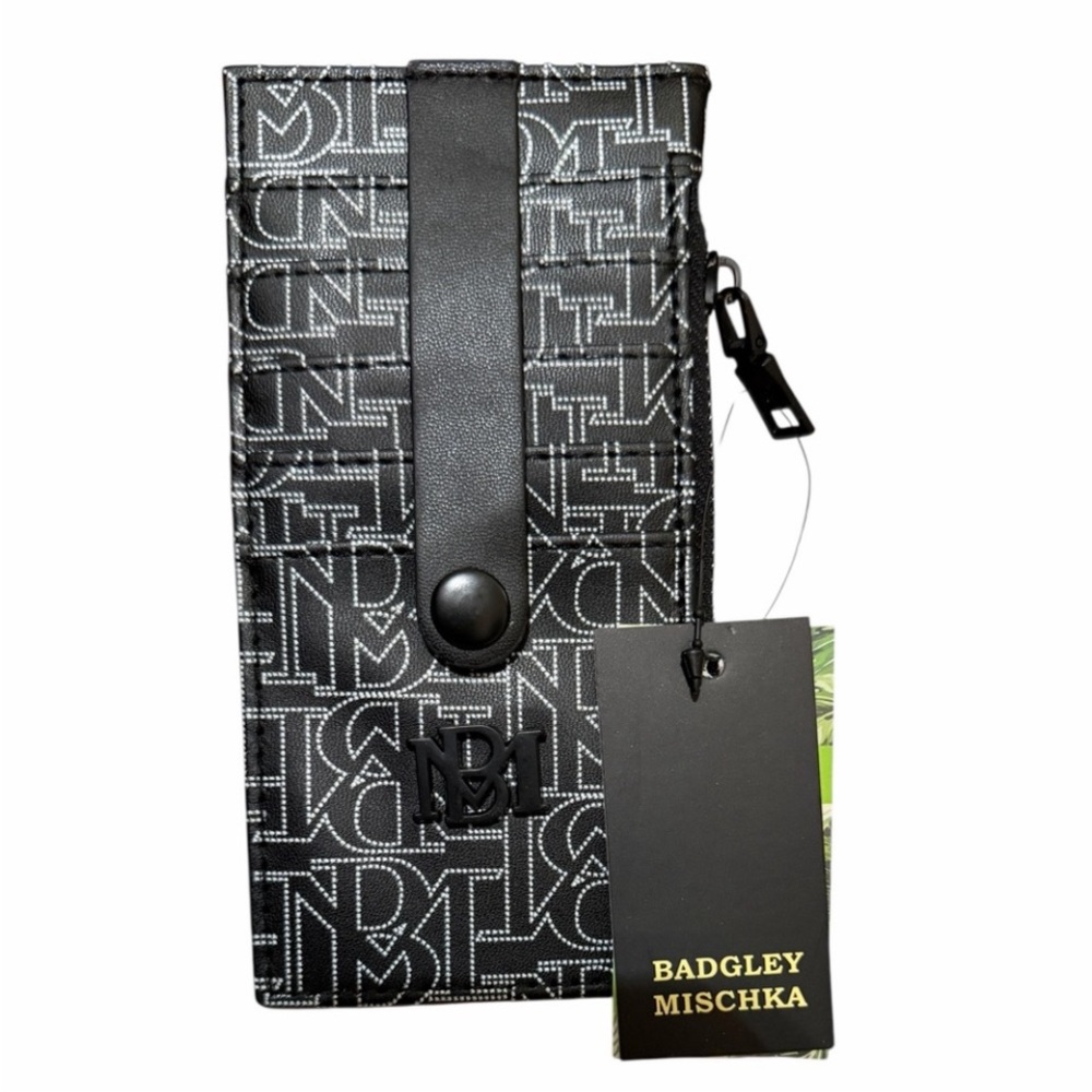 Badgley Mischka Black Signature Logo Travel Wallet